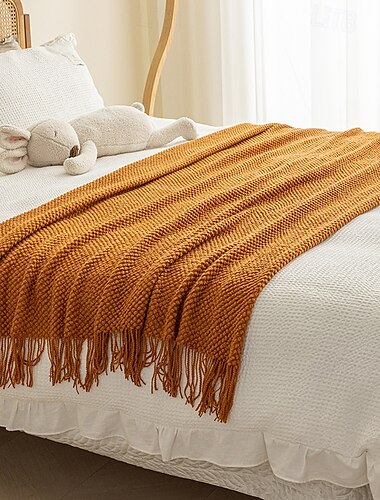  coperta con nappa, coperte lavorate a maglia, coperte lavorate a maglia morbide, coperte per divano, coperte primaverili ed autunnali a righe, coperte leggere e comode, sciarpe per bambine e bambini