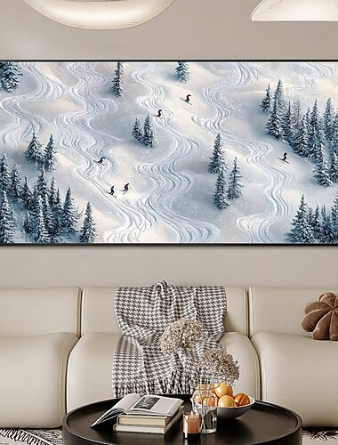  dipinto originale fatto a mano sullo sci dipinto a olio su tela trama astratta paesaggio invernale dipinto arte murale per arredamento casa con cornice tesa/senza cornice interna dipinto
