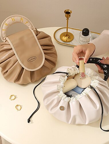  Trousse de maquillage magique pour femmes, sac à cosmétiques à cordon coulissant, sac de rangement de maquillage de voyage, organisateur, pochette de maquillage pour femmes, trousse de toilette portable et étanche