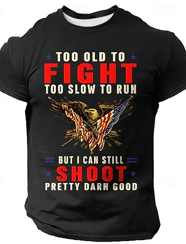  Dzień Weteranów Męska Koszulka Patriotyczna Weterana Amerykańska Flaga Orzeł T-Shirt Krótki Rękaw Koszulka 3D Druk Crew Neck Koszulka Codzienna Wojskowa Uliczna Codzienna Czarny Czerwony Niebieski