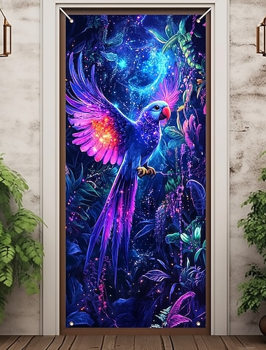  Tropische Vogel-Türabdeckungen, Wanddekor, Türteppich, Türvorhang, Dekoration, Hintergrund, Türbanner, abnehmbar, für Haustür, Innen- und Außenbereich, Heimdekoration, Bauernhaus-Dekoration