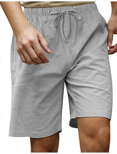  Herren Shorts Kurze Hosen Leinenshorts Kurze Hosen Sommer-Shorts Strandshorts Kurze Hosen Tasche Kordelzug Elastische Taille Glatt Komfort Atmungsaktiv Knielänge Casual Täglich Festtage Modisch
