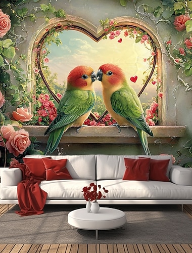  Décorations de mariage Toile de fond Photographie Mur suspendu Grande Tapisserie Art Décor Mural Couverture Rideau Décoration Maison Chambre Salon Décoration Peinture Amour Oiseau