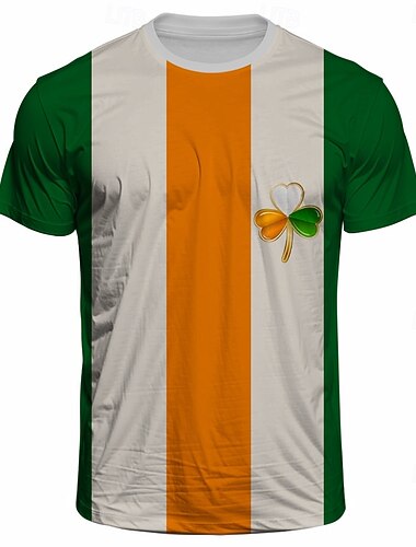  Pyhän Patrickin päivä Kissa Shamrock irlantilainen T-paita 3D Onnekas apila Kuvitettu Käyttötarkoitus Pariskuntien Miesten Naisten Aikuisten Pyhän Patrickin päivä 3D-tulostus Juhla Rento / arki