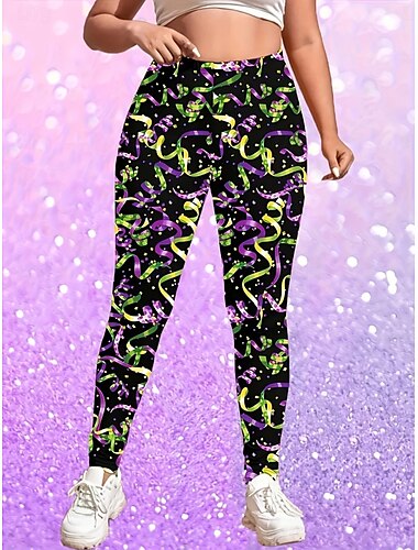  Kvinnors leggings byxor mode streetwear Hela längden Hög midja ByxorKarneval grafisk tryck termisk varm andningsbar mjuk mikroelastisk utomhus daglig svart vår höst vanlig passform