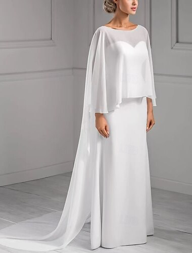  Brautsträuße aus Voiles&amp;durchsichtige, ärmellose Chiffon-Hochzeitstücher mit Illusionsärmeln und Rüschen für Hochzeitsgäste im Sommer