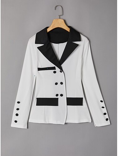  Pentru femei Șic Stradă Stilat Blazer Pantaloni Manșon Lung Guler Cămașă Grafic Peteci Casual Zilnic Alb Primăvara & toamnă Fit regulat