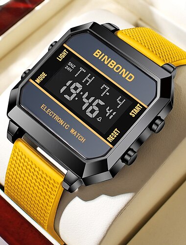  BINBOND Frauen Männer Digitaluhr Outdoor Sport Modische Armbanduhr Leuchtender Kalender Datum wasserdichte Silikon Uhr