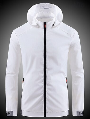  Per uomo Giacca Leggera Giacca da Esterno Giacca Estiva Giacca a vento Vacanza Quotidiano Protezione solare Traspirante Tasca Primavera & Estate Semplice Moda Classico Con Cappuccio Regolare Bianco