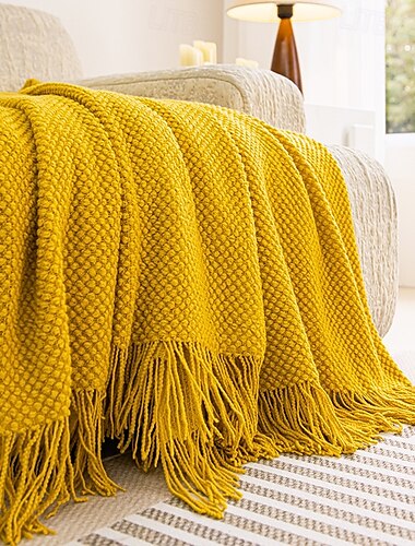  1pc Nordic Style Throw BlanketT With Tassel To My Mother From Son Throw Blanket, Warm Cozy Soft Blanket For Couch Bed Sofa Office Camping