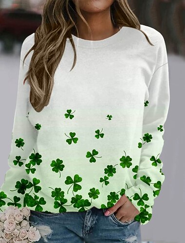  Pyhän Patrickin päivä Shamrock irlantilainen T-paita Cartoon Manga Anime Kuvitettu Käyttötarkoitus Naisten Aikuisten Pyhän Patrickin päivä Kuuma leimaus Rento / arki Festivaali