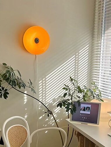  aplice de perete creative donuts 24w lampă rotundă cu montare pe perete cu LED-uri de culoare portocalie corp de perete din sticlă modern nordic dia-30cm aplice de perete circulare