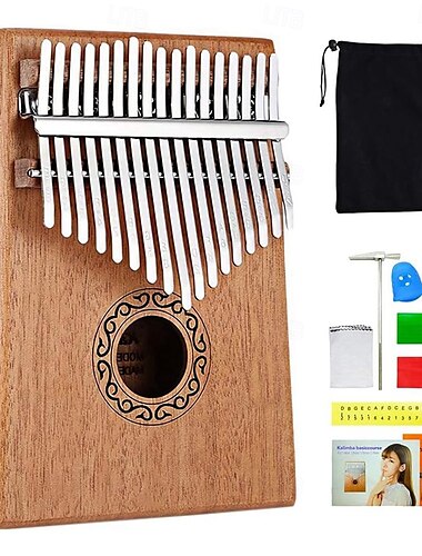  Piano à pouce kalimba portable 17 touches piano à doigts mbira avec marteau de réglage et instructions d'étude instruments de musique cadeau d'anniversaire pour enfant adulte débutant professionnel