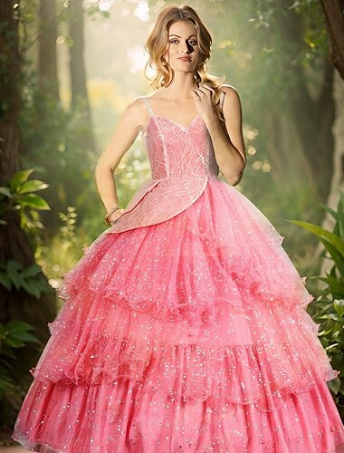 häxa Fe Glinda Kostym Underkjol Balklänning Kostymer med film-tv-tema Film-cosplay for Dam Vuxna Halloween Karnival Mardi Gras Prestanda Fest Scen
