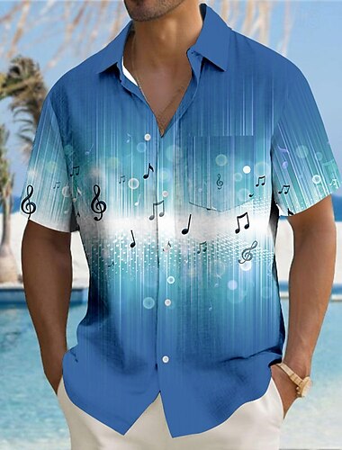  Voor heren Opmerkingen Normaal shirt Overhemd met knopen Korte mouw Casual Causaal Casual Zomer Lente Strijkijzer Dichtknopen blauw