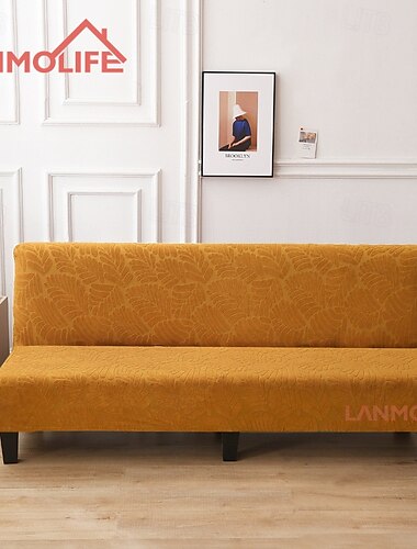 Jacquard-Futon-Schonbezug, Schlafsofa-Bezug, einfarbig, ohne Armlehne, Schlafsofa-Bezüge, hochelastisch, zusammenklappbar, Möbelschutzbezüge
