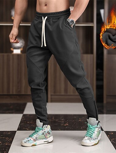 Herren Sportliche Hosen Fleecehosen Jogginghose Trainingshose Hose Hosen Zip Tasche Kordelzug Glatt Komfort Warm Sports Outdoor Täglich Modisch Brautkleider schlicht Schwarz Hellgrau Mikro-elastisch