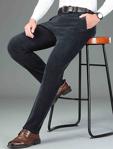  Herren Anzughosen Cordhose Hose Hosen Chinesisch Chino Knopf Tasche Feste Farbe Komfort Formal Party Arbeit Modisch Klassicher Stil Schwarz Dunkelgray Mikro-elastisch