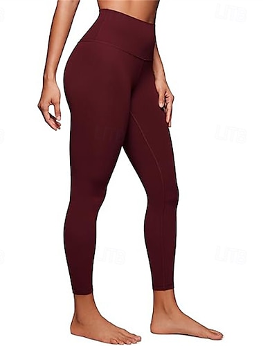  Mujer Pantalones de yoga Mallas Leggings de Yoga Cintura elástica Alta cintura Yoga Entrenamiento de gimnasio Pilates Mallas Leggings Negro Borgoña Café Otoño Deportes Ropa de Deporte Elástico Delgado