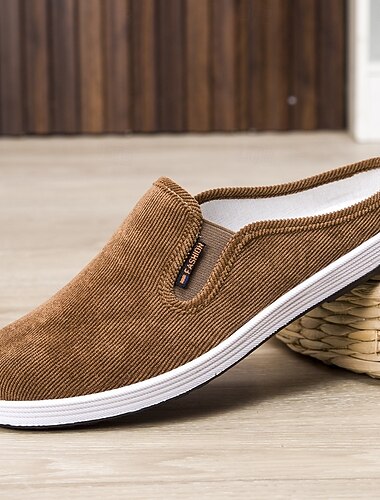  pantoufles d'intérieur en velours côtelé marron pour hommes – chaussures légères et confortables pour la maison et les loisirs