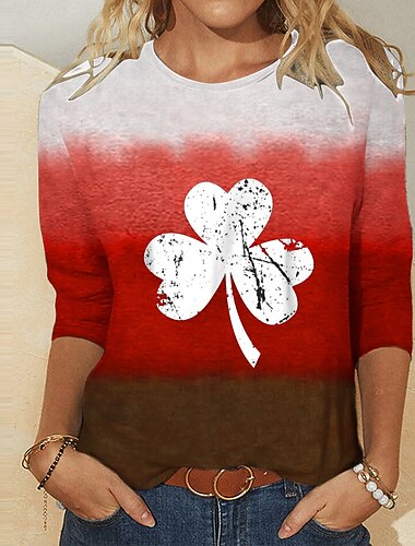  Pyhän Patrickin päivä Shamrock irlantilainen T-paita Cartoon Manga Anime Kuvitettu Käyttötarkoitus Naisten Aikuisten Pyhän Patrickin päivä 3D-tulostus Rento / arki Festivaali