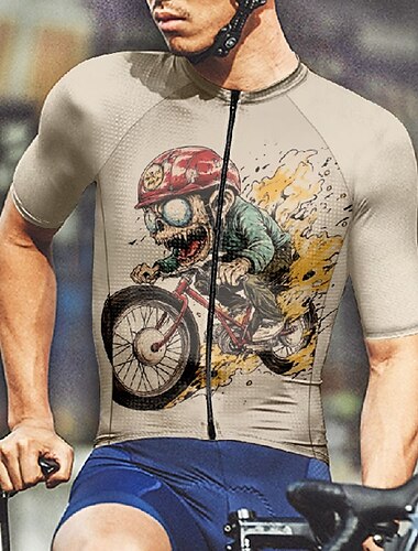  Męskie Koszulka rowerowa Krótki rękaw Rower Tee Tshirt Dżersej z 3 tylnymi kieszeniami Kolarstwo górskie Oddychający Szybkie wysychanie Anatomiczny kształt Odprowadzające wilgoć Czarny Khaki Graficzny