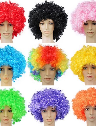  Peluca sintética afro con flequillo peluca corta colores arcoiris dorado oscuro color naranja negro blanco pelo sintético para hombre rubio rosa rojo para carnaval