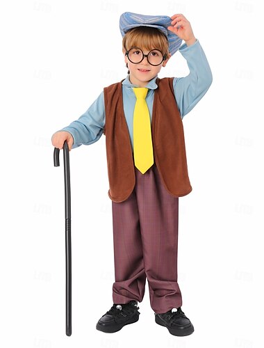  Verkleide dich mit Opa Alter Mann Austattungen Kostüm Kinder Jungen Lustiges Kostüm 100. Schultag Halloween Karneval Einfaches Karnevalskostüm