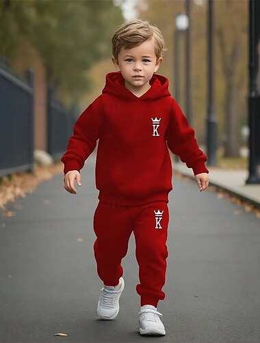  Jungen 3D Graphic Set aus Kapuzenpullover und Jogginghose Sport-Outfit Trainingsanzüge Langarm Frühling Herbst Täglich Basic Brautkleider schlicht kinderkleidung 4-12 Jahre Mit Kapuze Outdoor Urlaub