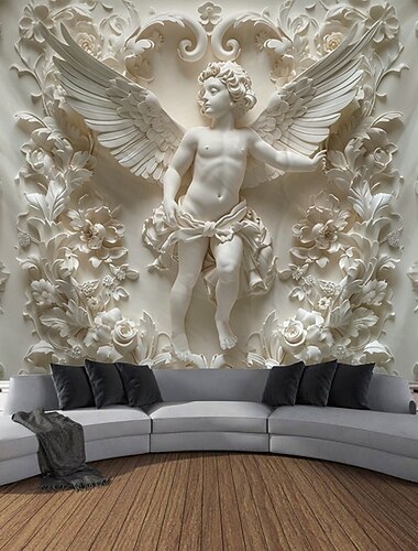  Engel hängen Wandteppich optische Täuschung Wandkunst große Wandteppich Wandbild Dekor Fotografie Hintergrund Decke Vorhang Haus Schlafzimmer Wohnzimmer Dekoration