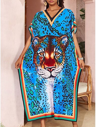  Femme Maillots de Bain Vêtement couvrant Maillot de bain Protection UV Vacances Tenues de plage Graphic Col V Manches courtes Maillots de bain