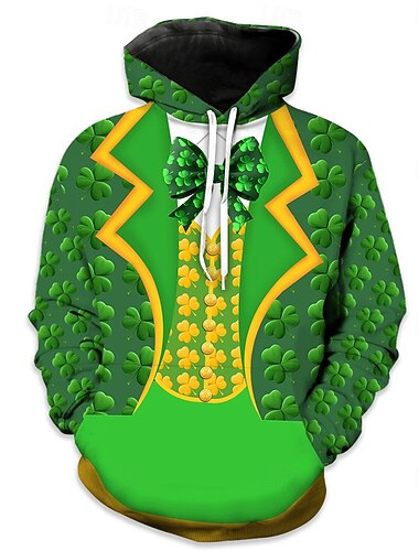  Pyhän Patrickin päivä Shamrock irlantilainen Huppari Onnekas apila Edessä tasku Kuvitettu Käyttötarkoitus Pariskuntien Miesten Naisten Aikuisten Pyhän Patrickin päivä 3D-tulostus Juhla Rento / arki