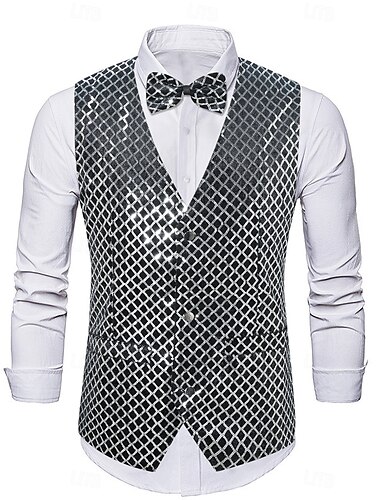  Retro / vintage Möly 20s 1920-luku Liivi Liivit Rusetti Suuri Gatsby Herrasmies Paljetti Vintage Miesten Joulu Halloween Karnevaali Suoritus Tyttöjen polttarit Festivaali Aikuisten Liivi Solmivat
