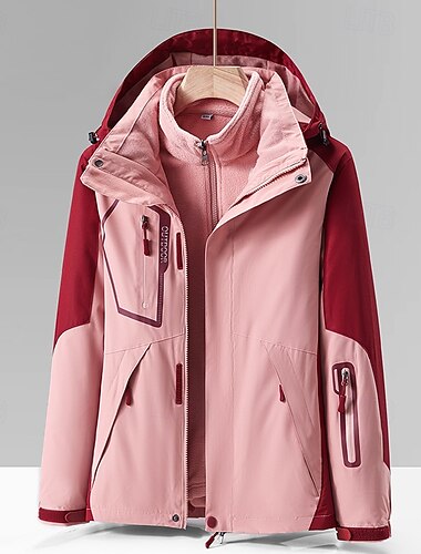  Mujer Chaqueta Softshell Chaqueta para senderismo Abrigo de invierno Invierno Otoño Al aire libre Resistente al Viento Resistente al Agua Chaquetas 3-en-1 Chaquetas de Lana Chaqueta cortavientos Viaje