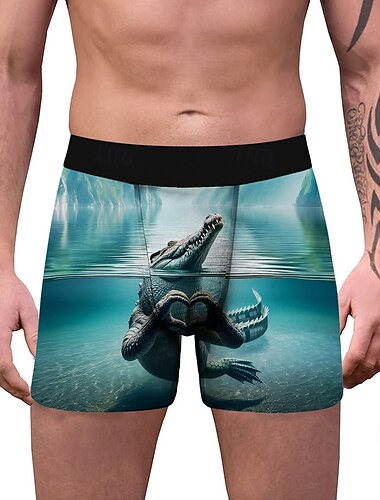  Krokodil Broeken Boxer shorts Ondergoed Grafische prints Voor Voor heren Volwassenen Kerstmis Nieuwjaar 3D afdrukken Vakantie