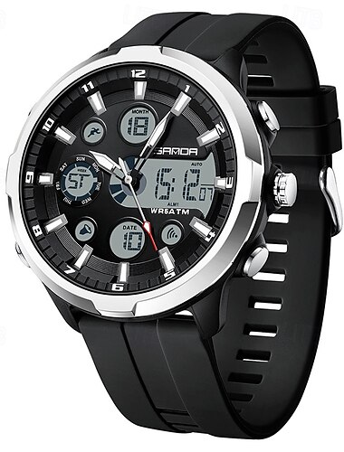  SANDA Herren Digitaluhr Draussen Sport Modisch Lässige Uhr leuchtend Stopuhr Wecker Kalender Kieselgel Beobachten