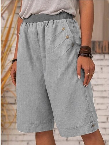  Per donna Normale Finto cotone e lino Shorts Casual / Sportivo Corto Vita media Tinta unica Patchwork Tasca Asciugatura Rapida Traspirabilità Morbido Micro-elastico All'aperto Nero Bianco Grigio