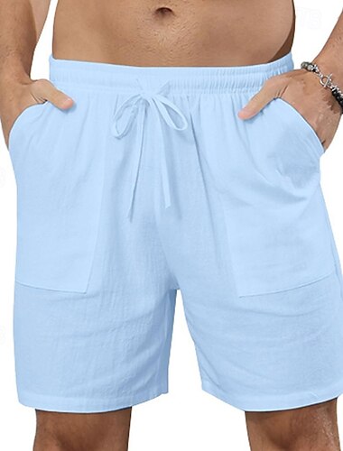  Voor heren Korte broek Linnen korte broek Zomer korte broeken Strandshorts Trekkoord Elastische taille Voorvak Effen Comfort Ademend Knielengte Buiten Dagelijks Feestdagen Modieus Klassieke Stijl