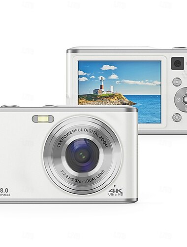  4K-Digitalkamera mit Doppelkamera vorne und hinten, 16-fach effizienter Zoom, 2,8-Zoll-Bildschirm, Autofokus, Selfie-Kamera, Frontkamera, Point-and-Shoot-Kamera