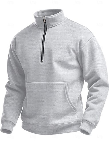  Per uomo Felpa a nido d'ape Felpa Felpa con cerniera a un quarto Nero Bianco Blu Cachi Grigio mezza cerniera Liscio Sportivo Giornaliero Per eventi Poliestere Streetwear Informale Primavera & Autunno