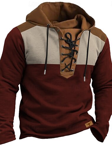  Herren Cowboy Hoodies Hoodie Sweatshirt Kapuze Sweatshirt mit Kapuze Mit Kapuze Modisch 3D-Druck Schwarz Rote Kordelzug Herbst Winter Designer