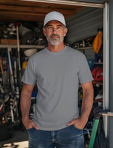  Herr T-shirt Kortärmad Rund hals Sommar Vår Höst Ensfärgat Mode Häftig Dagligen Crewneck Klassisk Stil Modern Stil Utomhus Kontor Arbete Svart Vit Grå Topp t-shirt för män