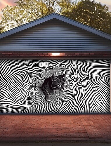 Наружное покрытие для гаражных дверей 3D Вихрь Животных Баннер Крупный задник Декорация для наружной гаражной двери Декорации для домашней стены Событие Праздник Парад
