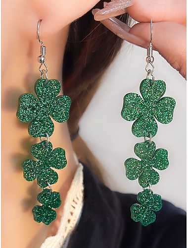  Glitzernde Kleeblatt-Ohrhänger – festlicher St. Patrick's Day-Schmuck für Frauen, leichtes Hängedesign für Feierlichkeiten und den Alltag