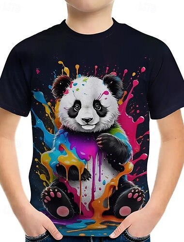  Garçon 3D Graphic Panda T-shirt Tee-shirts Manche Courte Eté Printemps Mode basique Enfants 4-12 ans Col Ras du Cou Extérieur Casual du quotidien Standard
