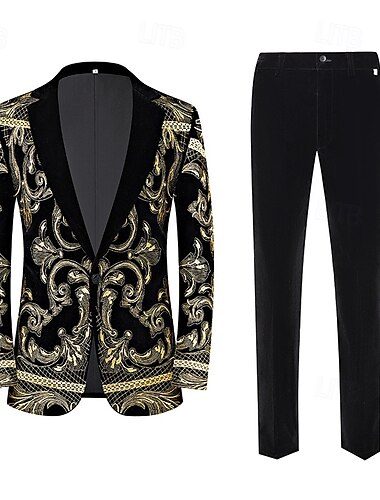 Retro Vintage Roaring 20s 1920s Coat Pants Outfits The Great Gatsby Gentleman Men's Masquerade Party Event / Party Bachelorette Party Adults' Coat Pants All Seasons