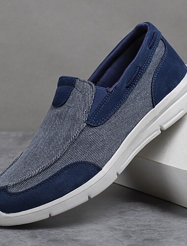  slip-on loafers i beige canvas for menn – lette, pustende fritidssko for daglig bruk og utendørsaktiviteter