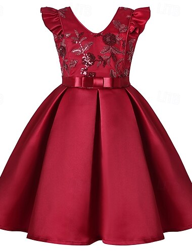  Bambino Da ragazza Vestito da festa Floreale Senza maniche Prestazioni Compleanno Nodo della cravatta Bellissimo Dolce Cotone Al ginocchio Vestito da festa Vestito svasato Abito linea A Estate 4 anni