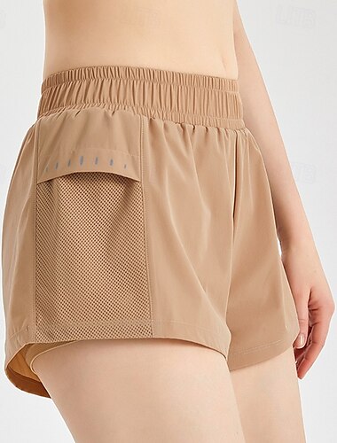  Damen Jogginghosen Fitnessshorts Yogahose Tasche mit handytasche Leicht Hohe Taille Yoga Fitness Fitnesstraining Shorts Schwarz Weiß Khaki Spandex Herbst Sport Sportkleidung Mikroelastisch Lässiger