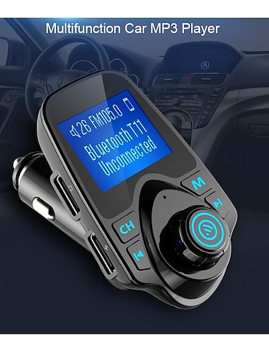  Transmisor FM, receptor de audio estéreo auxiliar, reproductor de MP3 para automóvil, cargador USB dual para automóvil, kit manos libres Bluetooth 5.0 para automóvil
